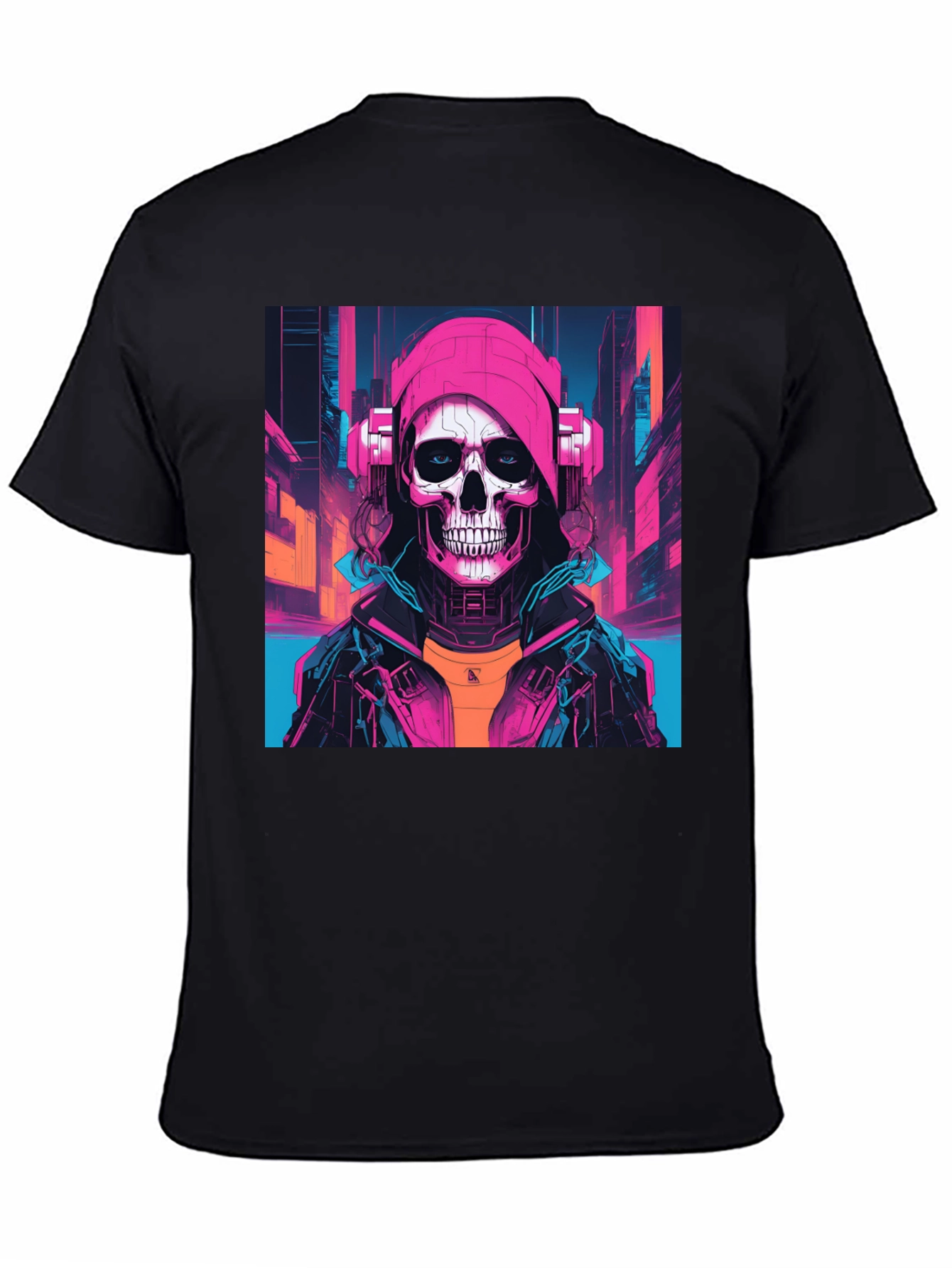 Cyberpunk Skull Graphic T-Shirt