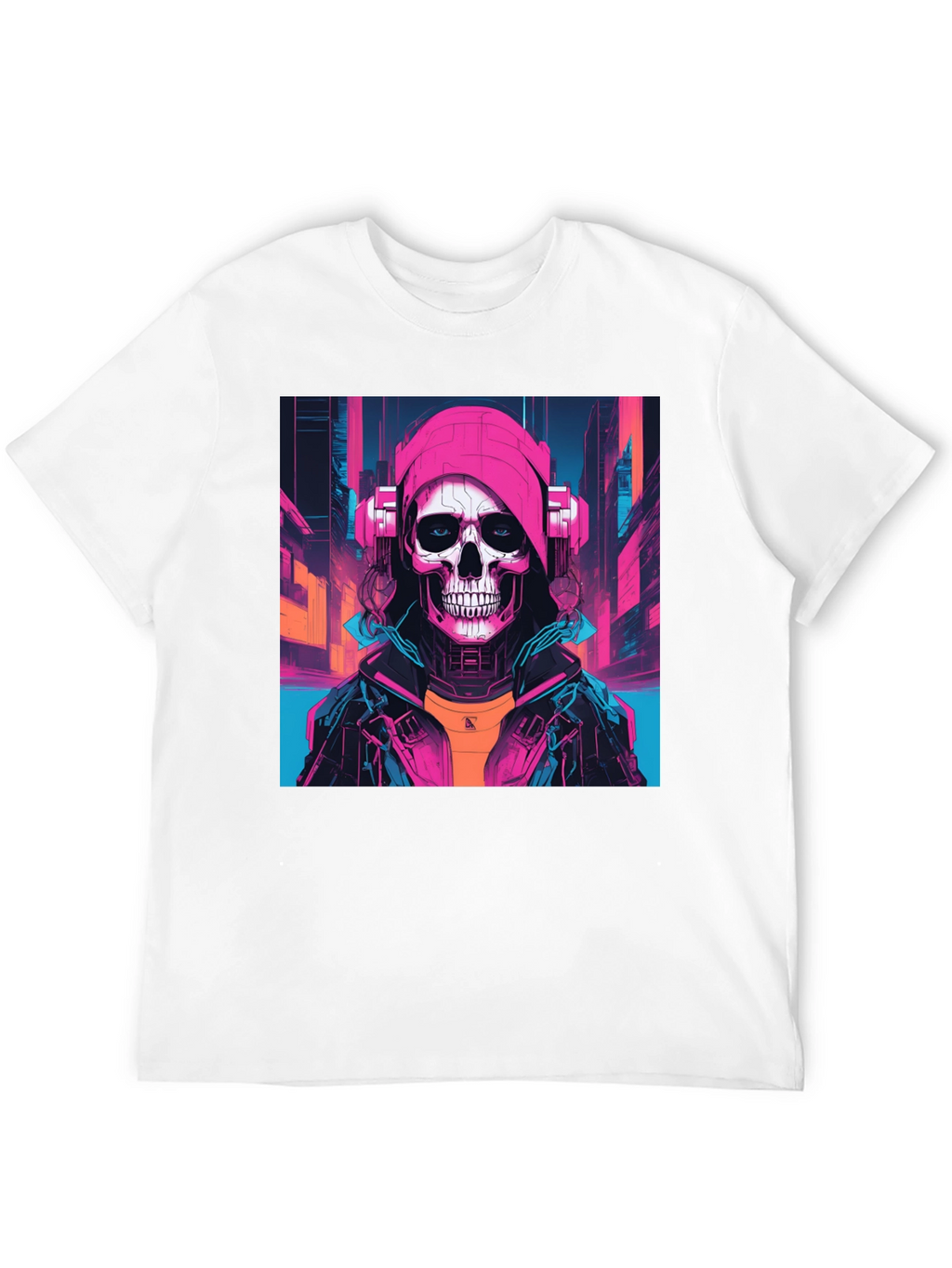 Cyberpunk Skull Graphic T-Shirt