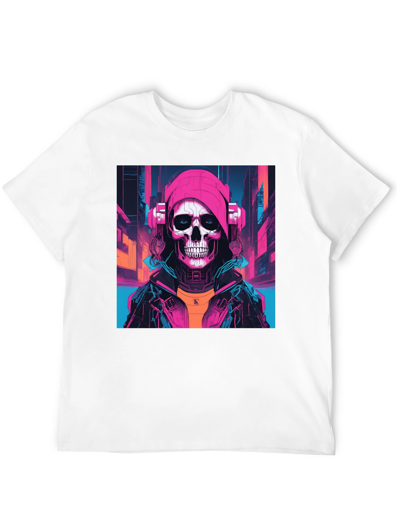 Cyberpunk Skull Graphic T-Shirt