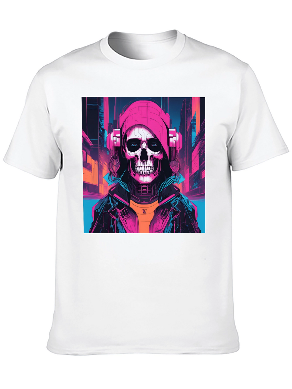 Cyberpunk Skull Graphic T-Shirt