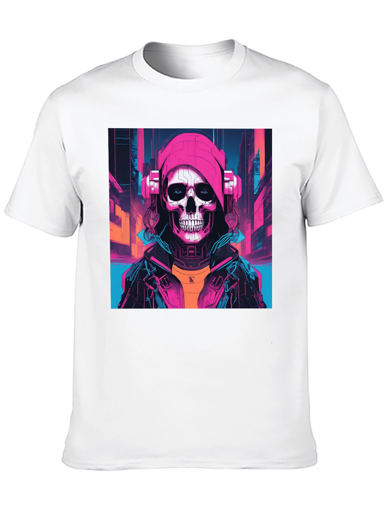 Cyberpunk Skull Graphic T-Shirt