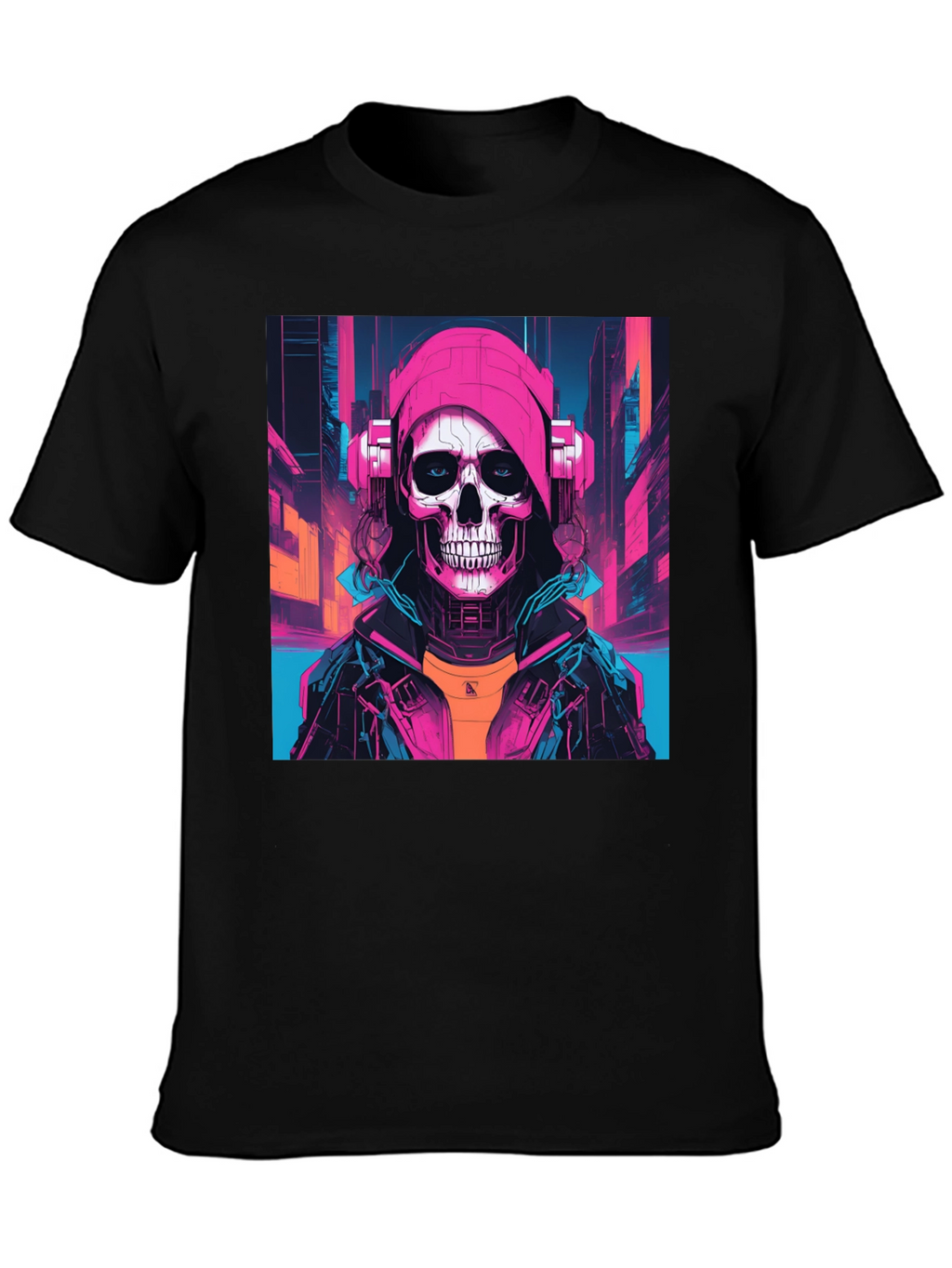 Cyberpunk Skull Graphic T-Shirt