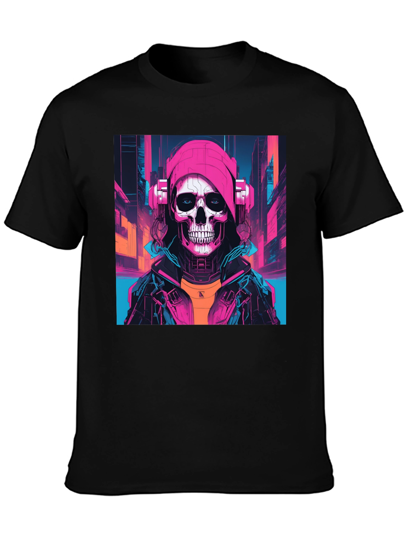 Cyberpunk Skull Graphic T-Shirt