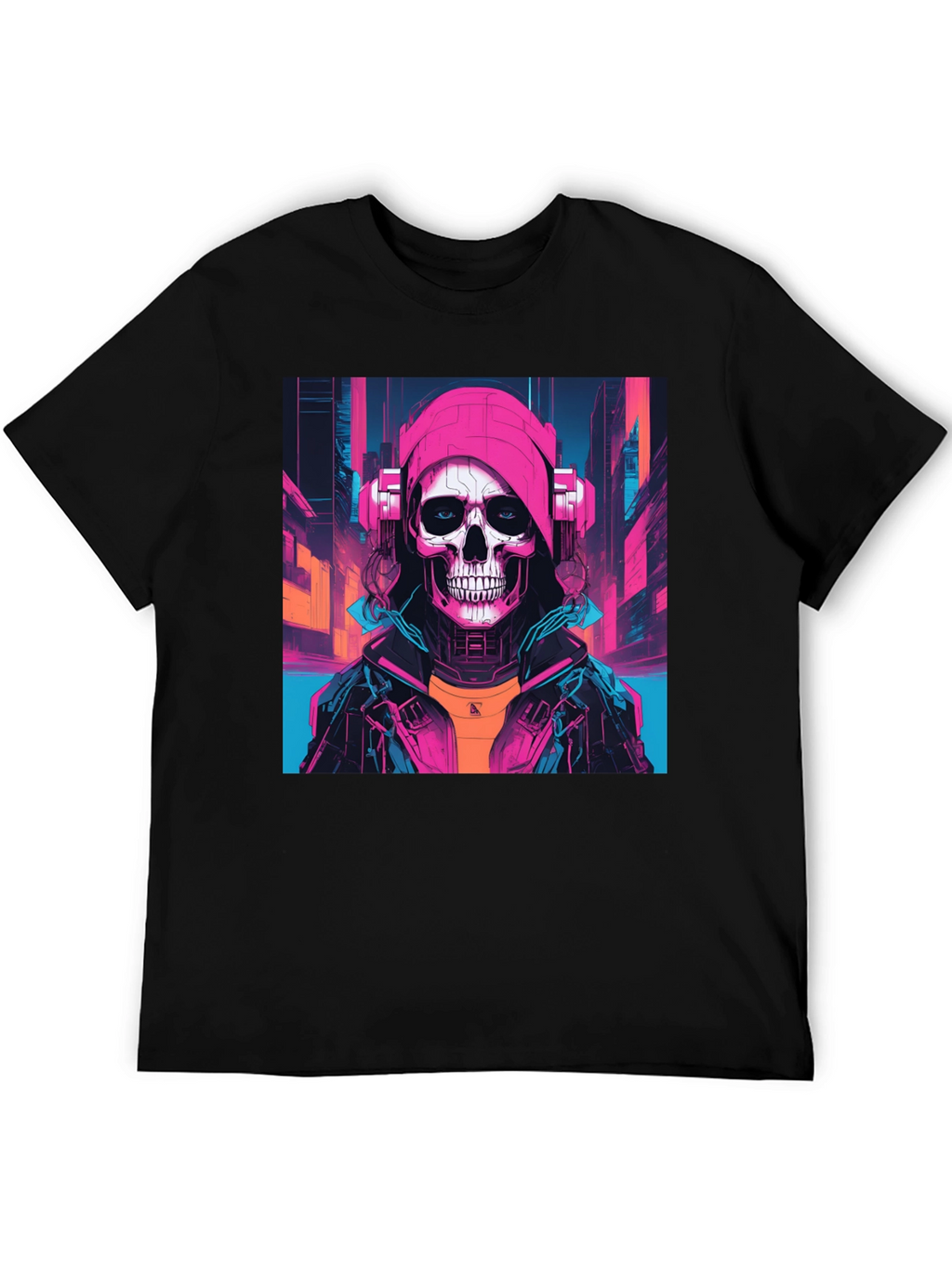Cyberpunk Skull Graphic T-Shirt