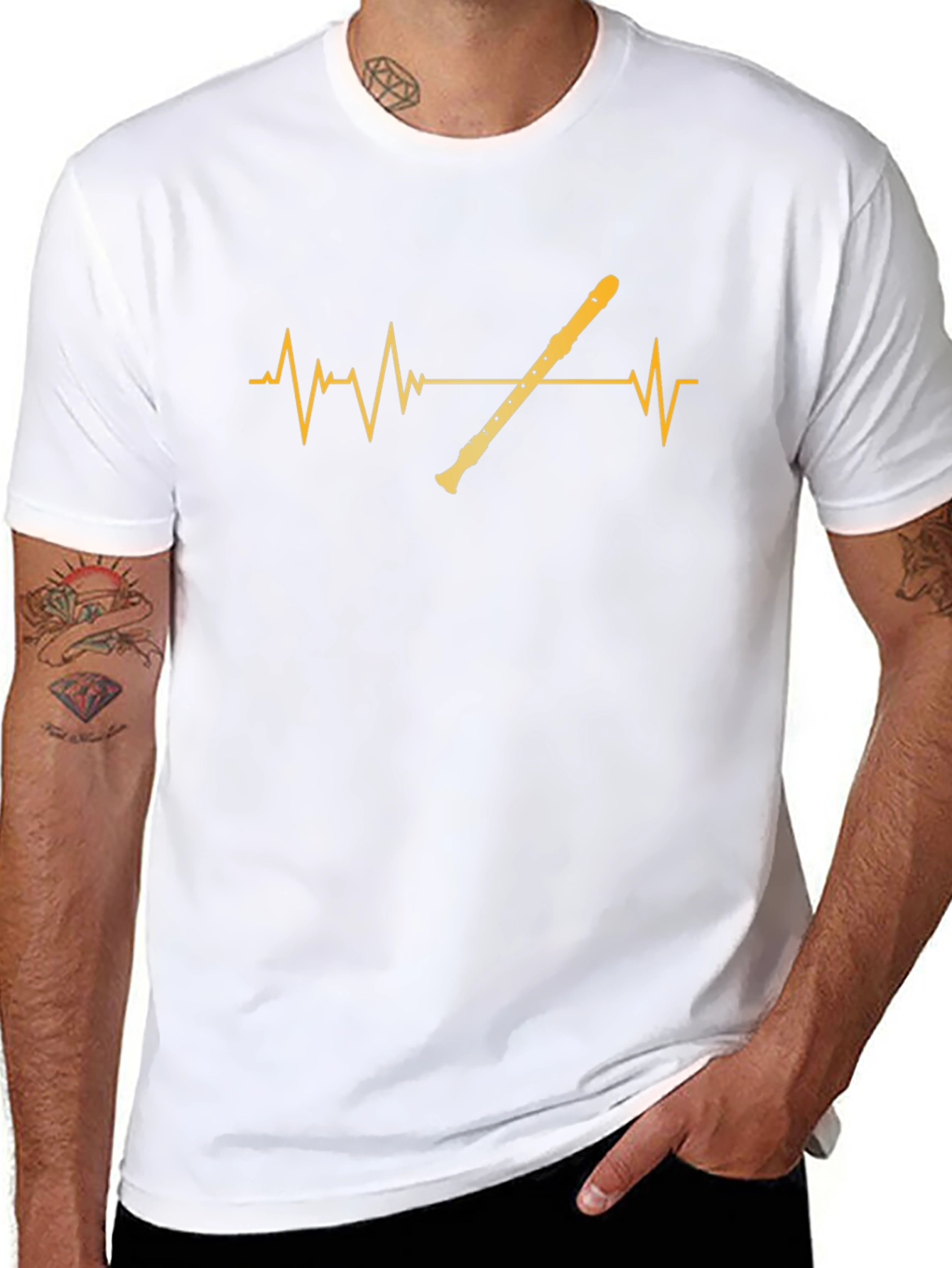 Flute Heartbeat T-Shirt - Music Lover Tee