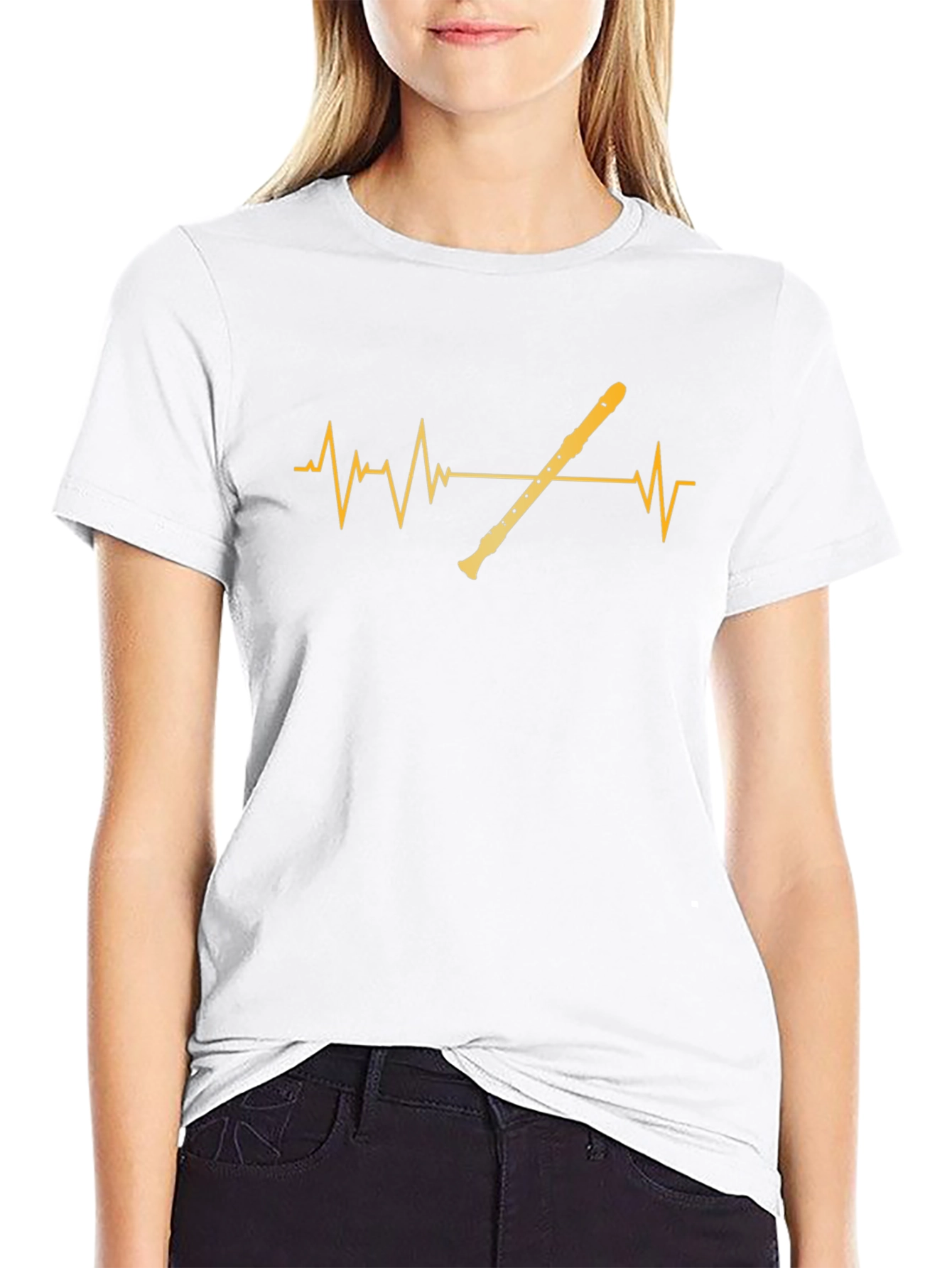 Flute Heartbeat T-Shirt - Music Lover Tee