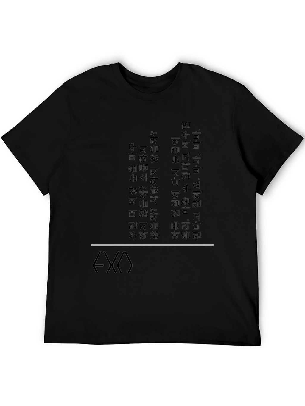 EXO Inspired Korean Text Graphic Tee