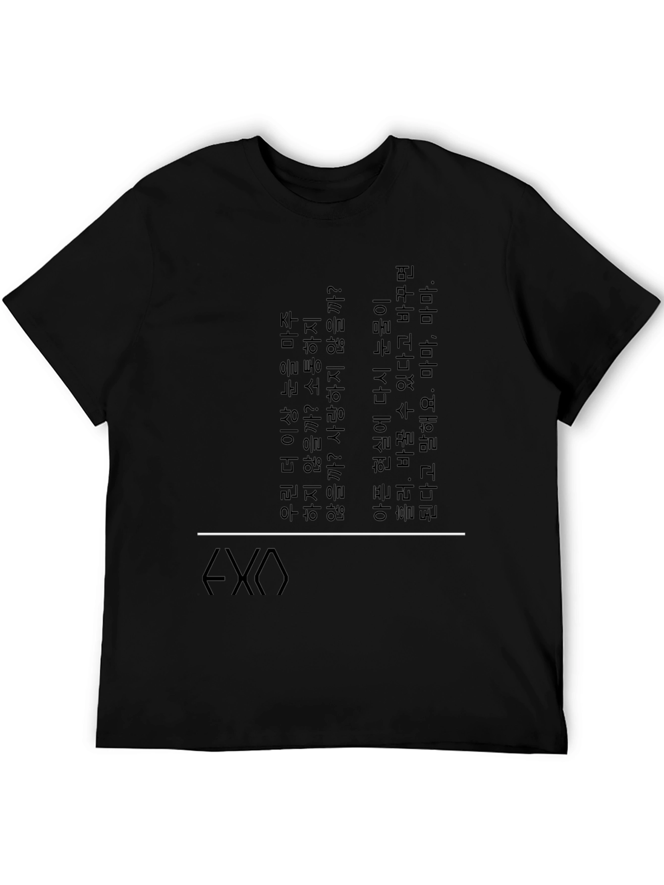 EXO Inspired Korean Text Graphic Tee