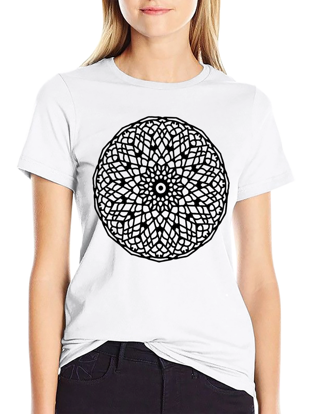 Geometric Mandala T-Shirt - Sleek Black Design
