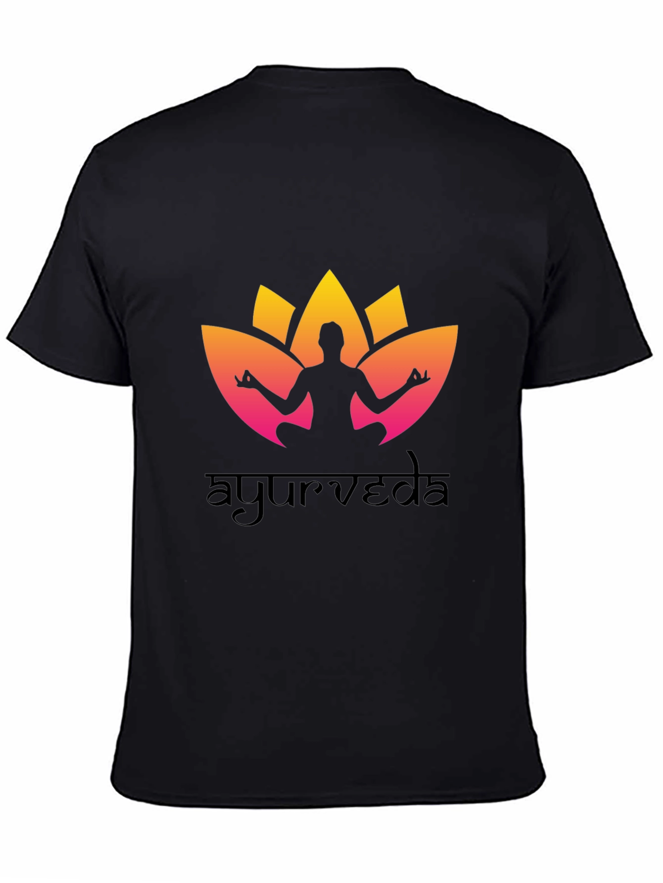 Ayurveda Yoga T-Shirt - Black Cotton