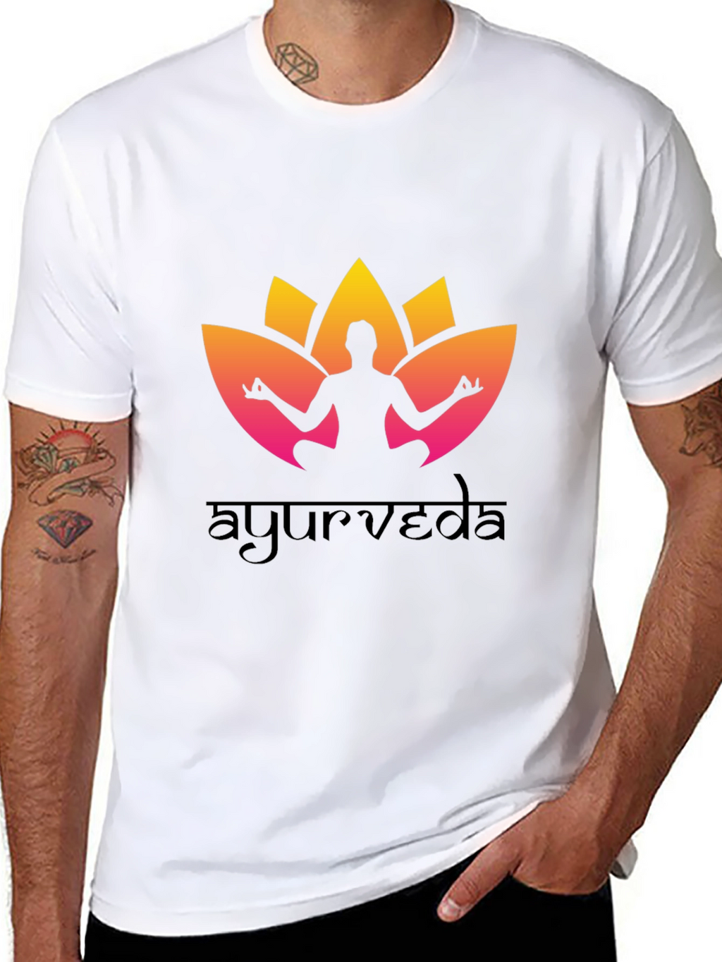 Ayurveda Yoga T-Shirt - Black Cotton