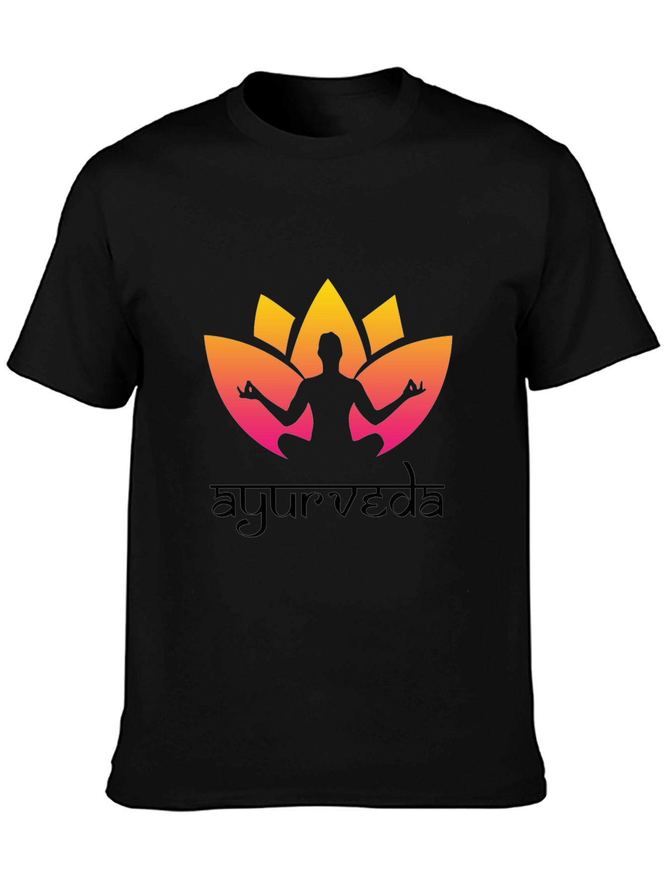 Ayurveda Yoga T-Shirt - Black Cotton
