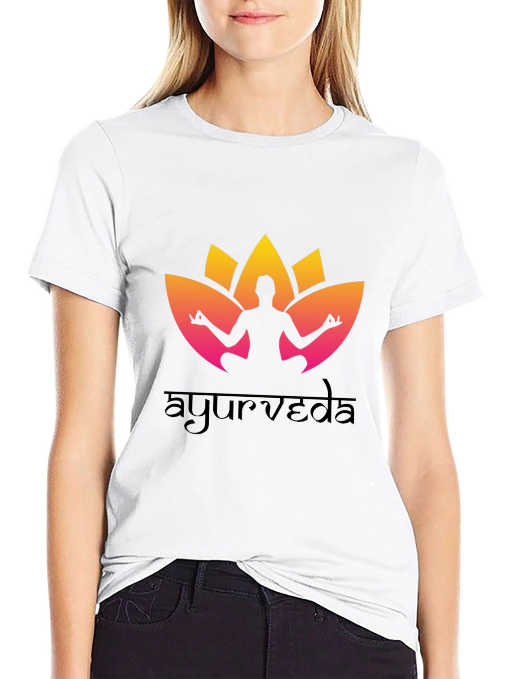 Ayurveda Yoga T-Shirt - Black Cotton