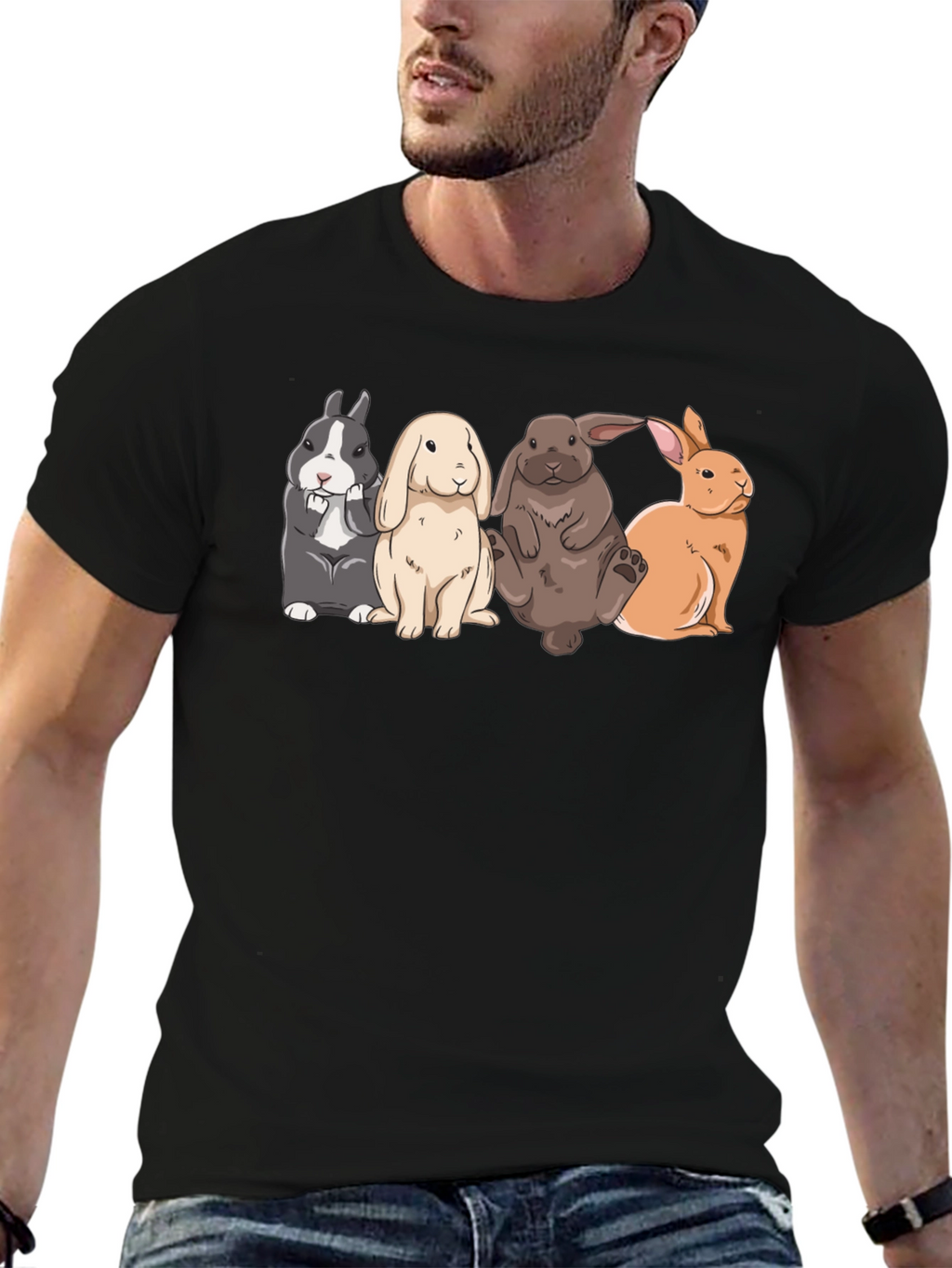 Cute Rabbits T-Shirt | Black Tee
