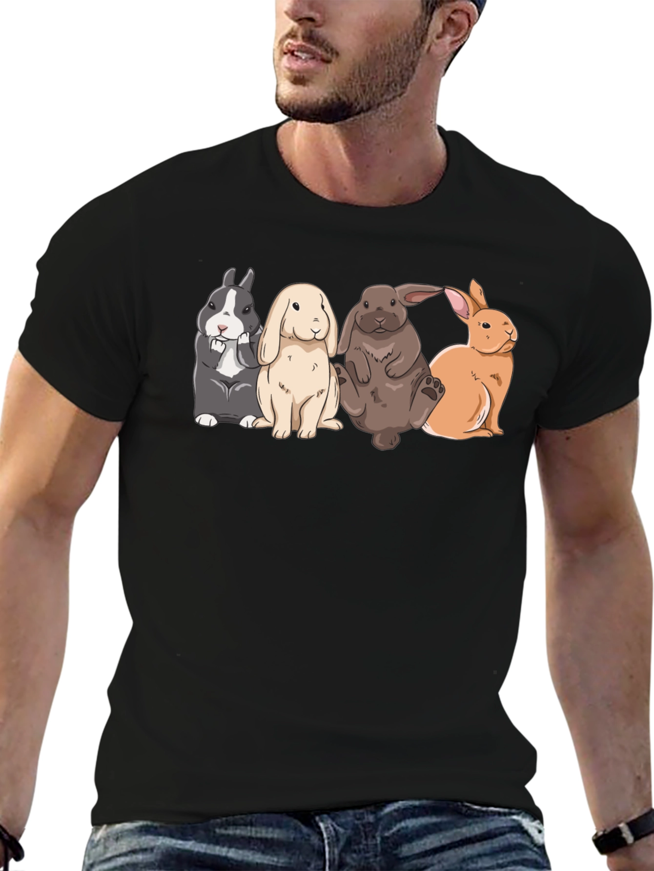 Cute Rabbits T-Shirt | Black Tee
