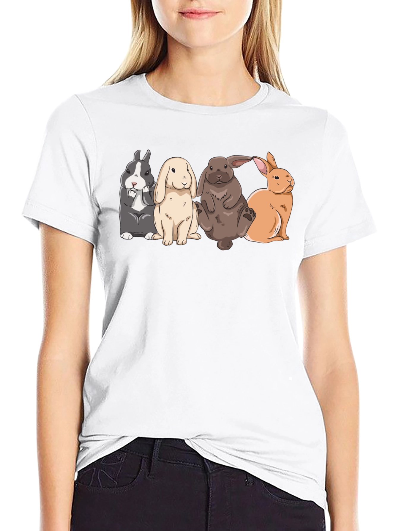 Cute Rabbits T-Shirt | Black Tee