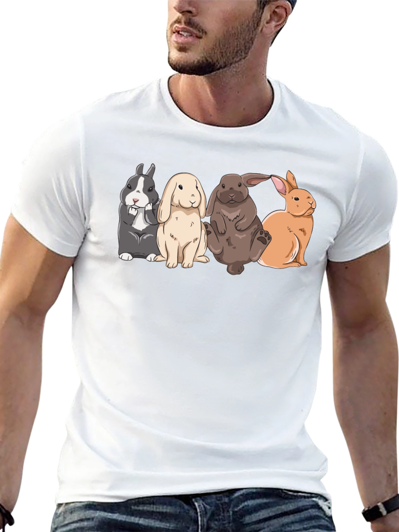 Cute Rabbits T-Shirt | Black Tee