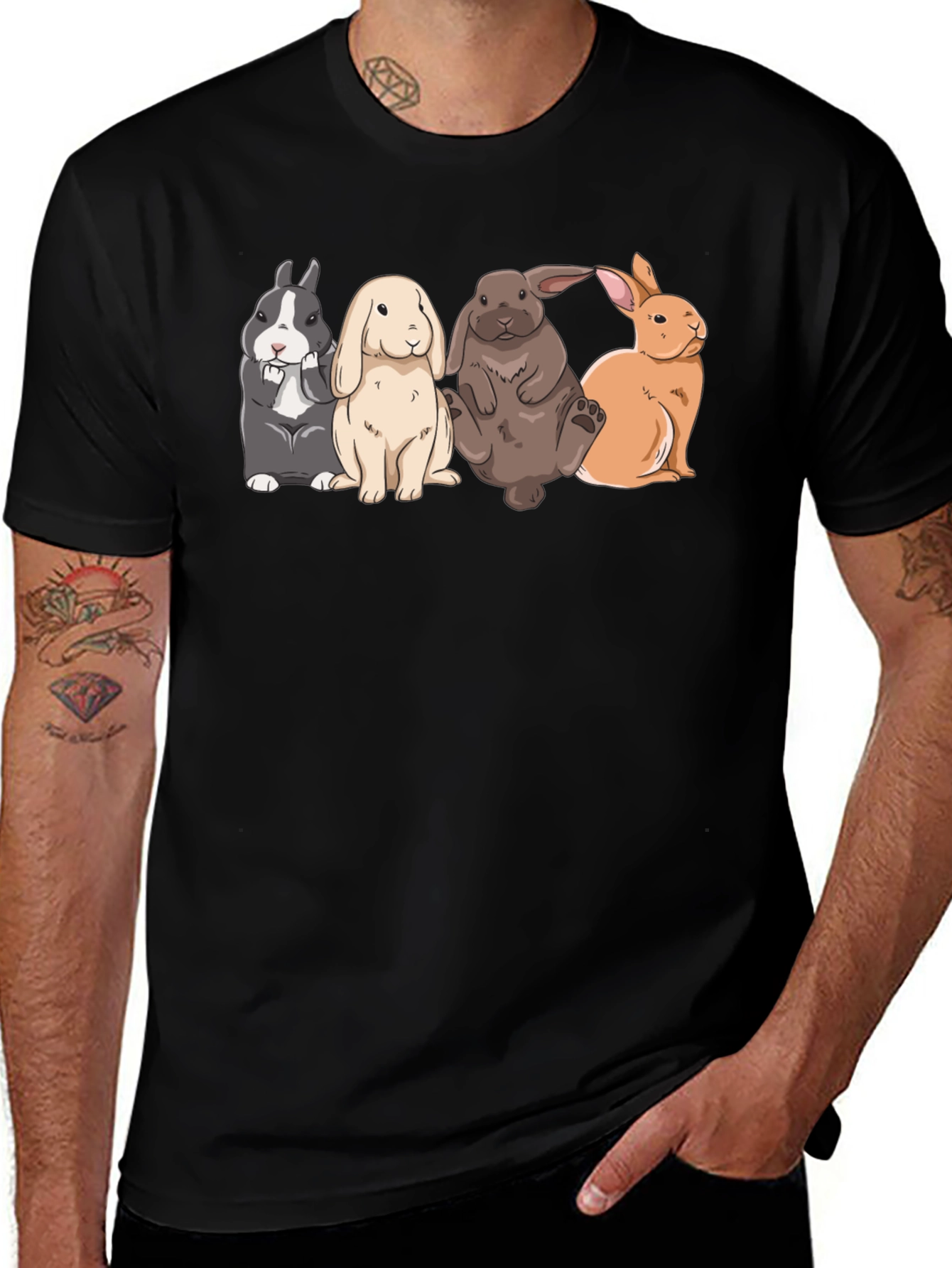 Cute Rabbits T-Shirt | Black Tee