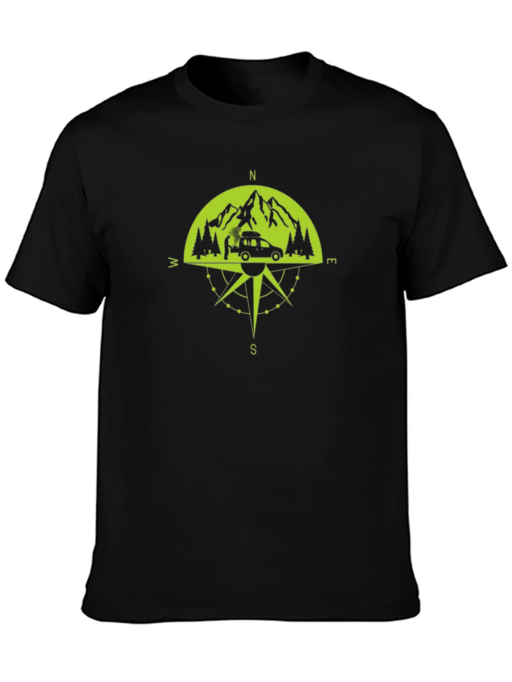 Adventure Compass Graphic T-Shirt - Black