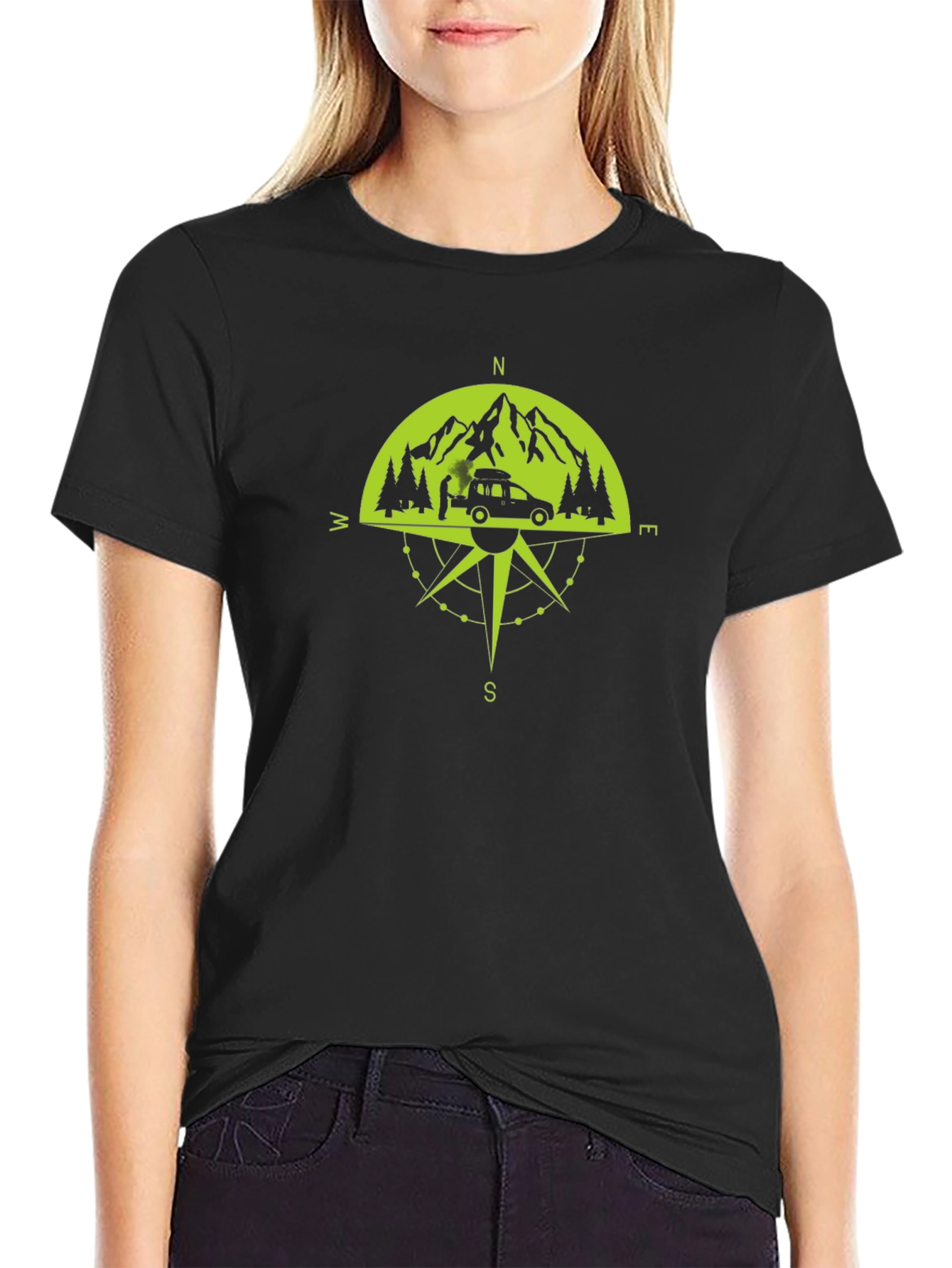 Adventure Compass Graphic T-Shirt - Black