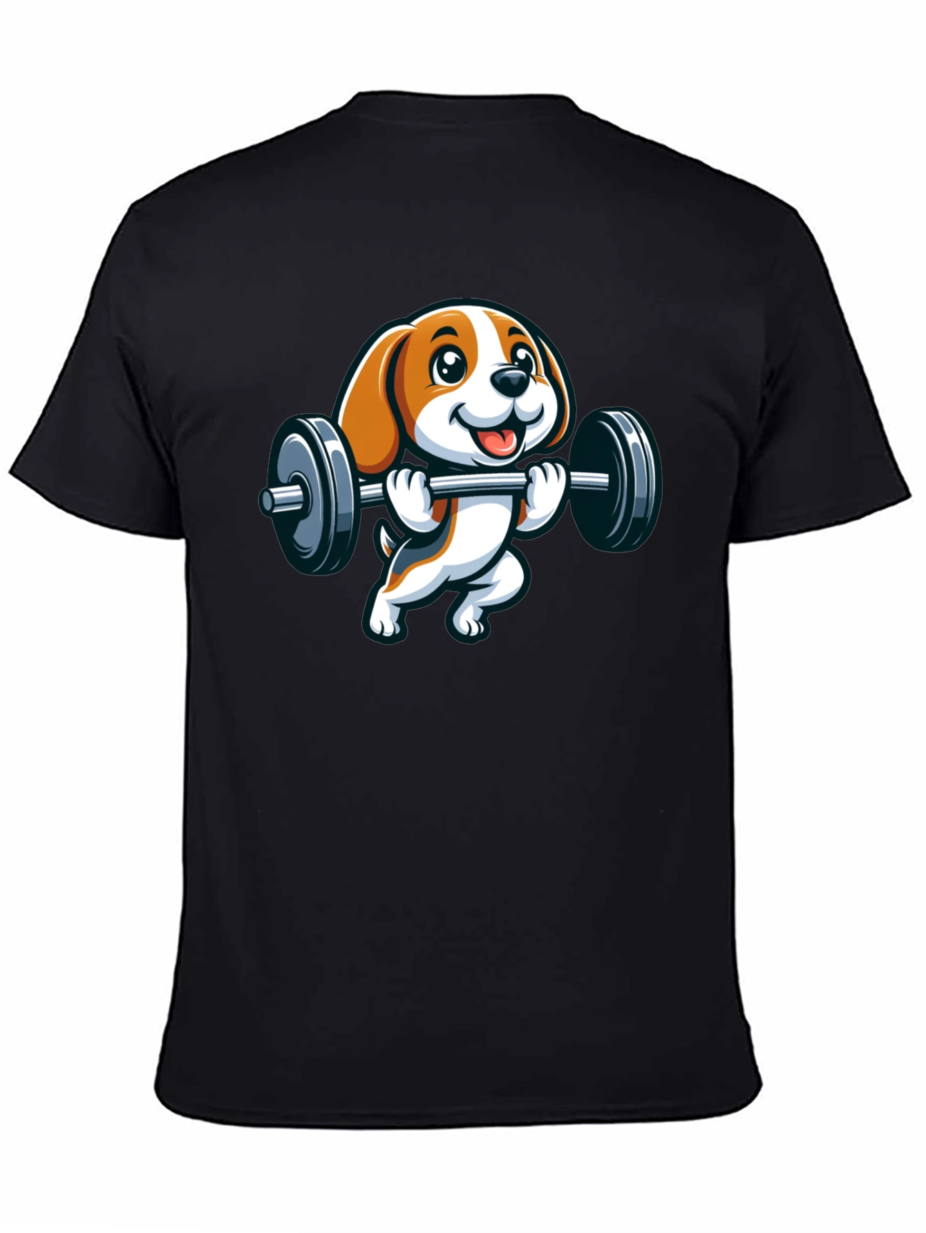 Cute Dog Lifting Weights Graphic T-Shirt