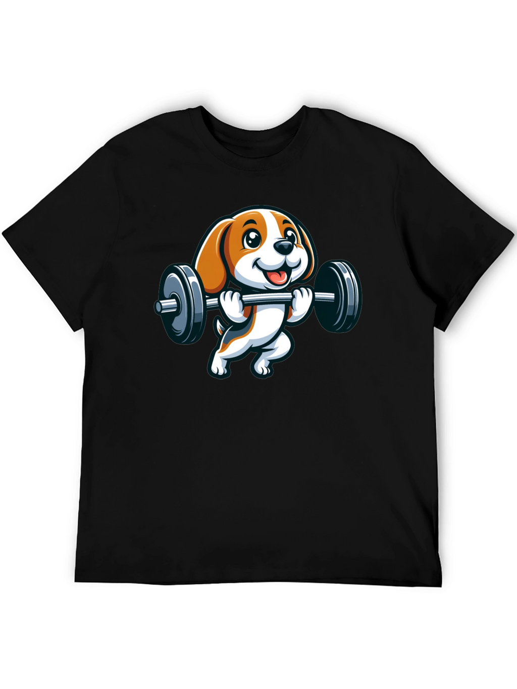 Cute Dog Lifting Weights Graphic T-Shirt