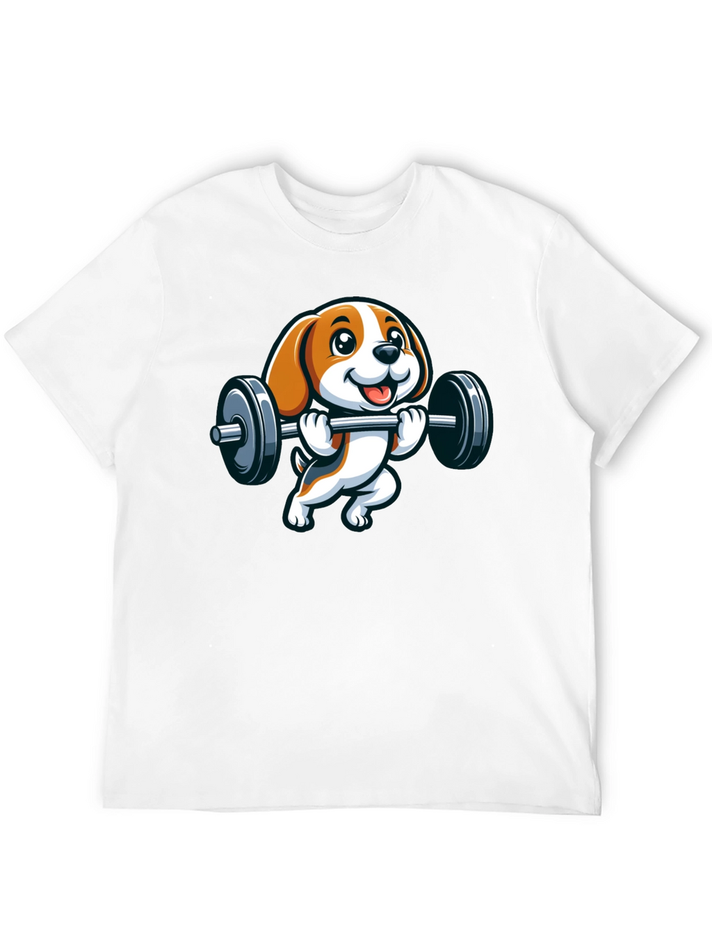 Cute Dog Lifting Weights Graphic T-Shirt