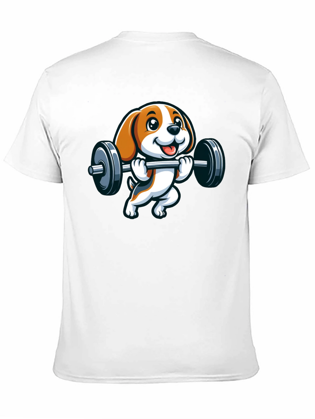 Cute Dog Lifting Weights Graphic T-Shirt
