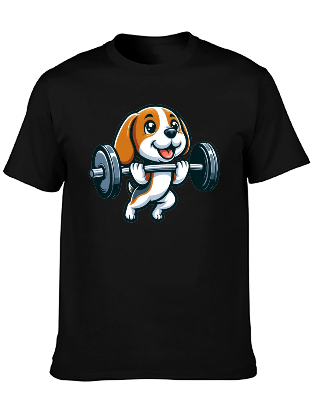 Cute Dog Lifting Weights Graphic T-Shirt
