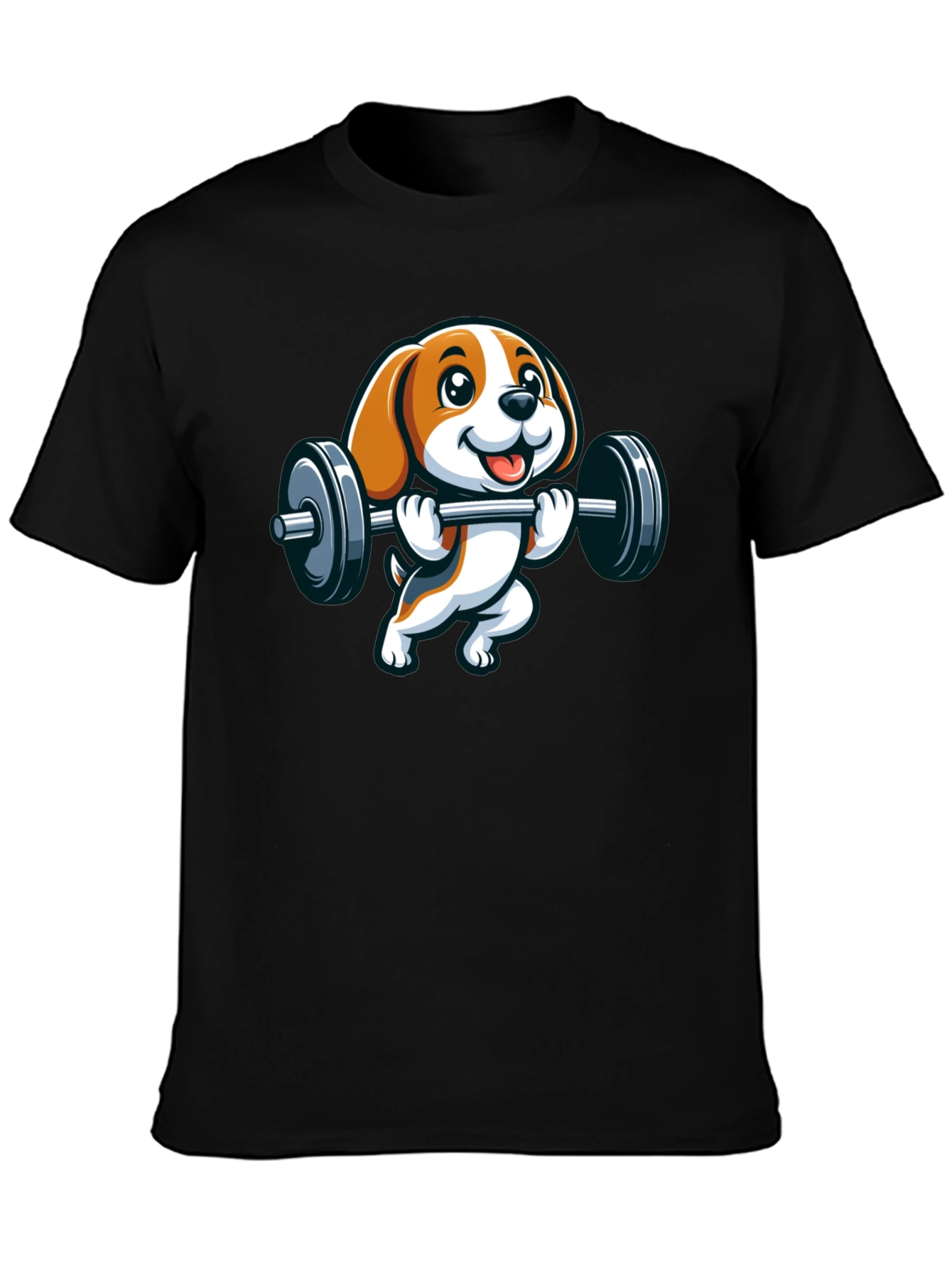 Cute Dog Lifting Weights Graphic T-Shirt