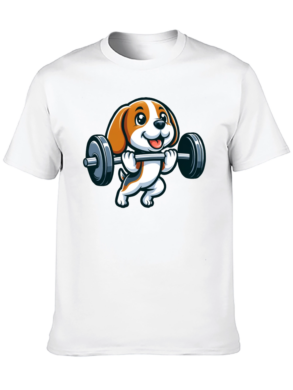 Cute Dog Lifting Weights Graphic T-Shirt