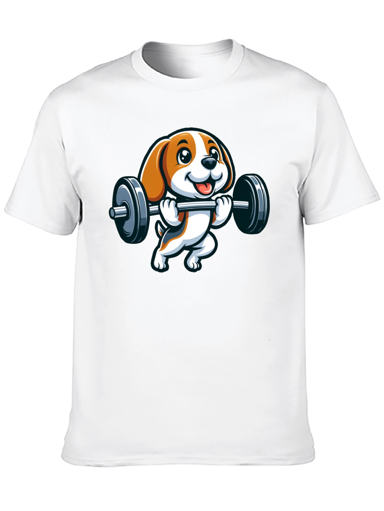 Cute Dog Lifting Weights Graphic T-Shirt