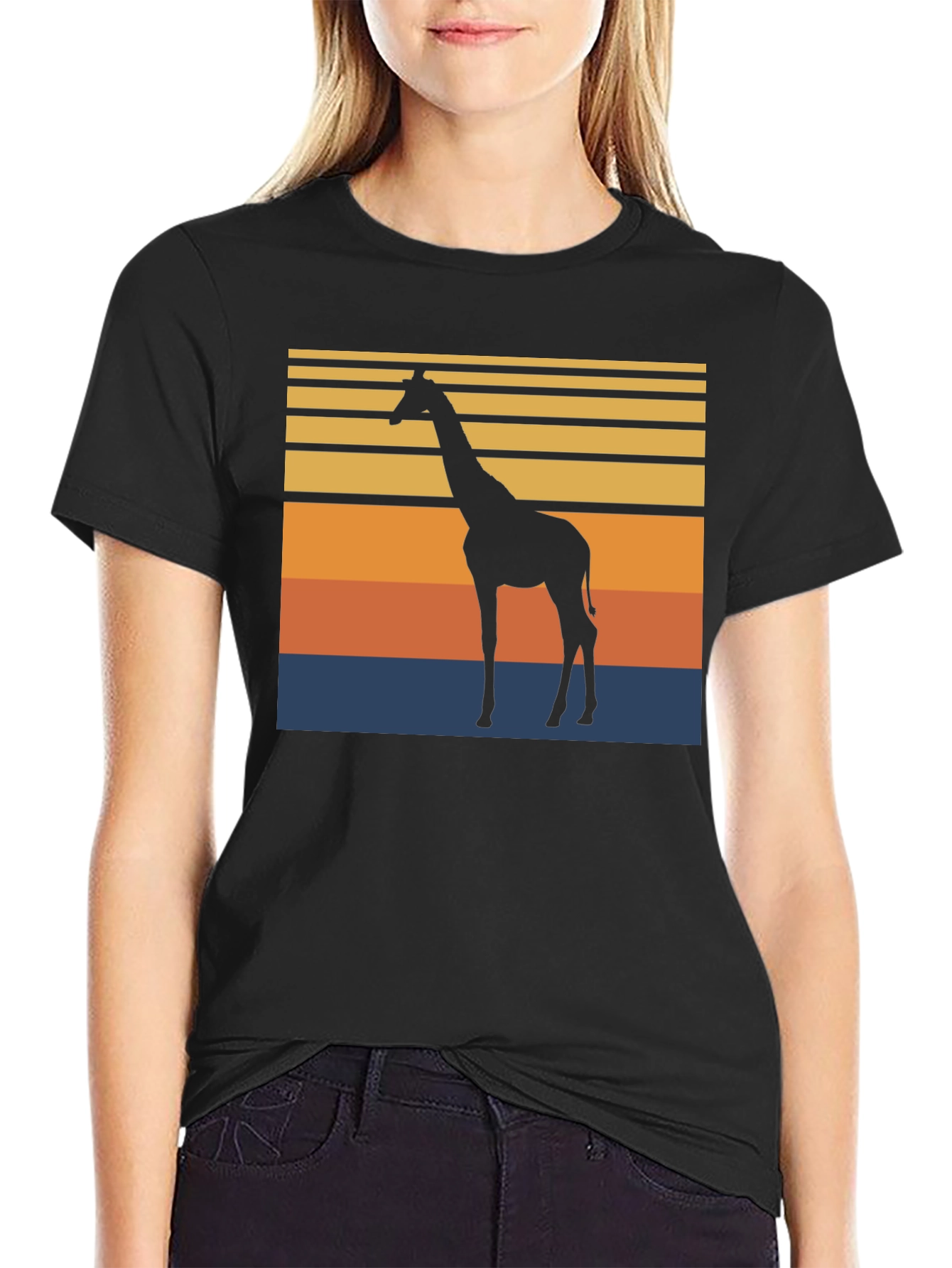 Giraffe Sunset Graphic Tee