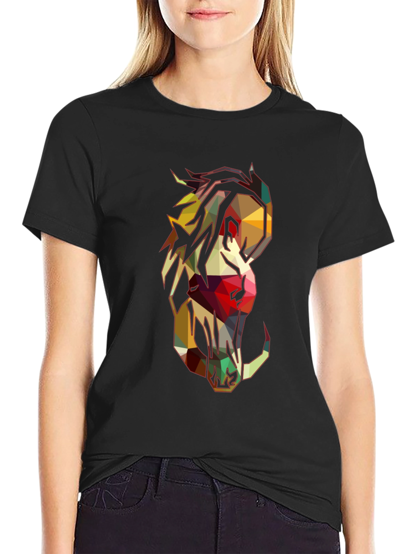 Geometric Horse Graphic Tee - Modern Style