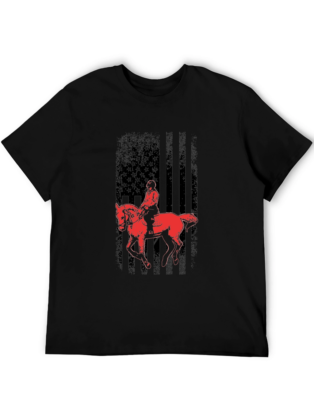 Equestrian American Flag Graphic Tee - Black