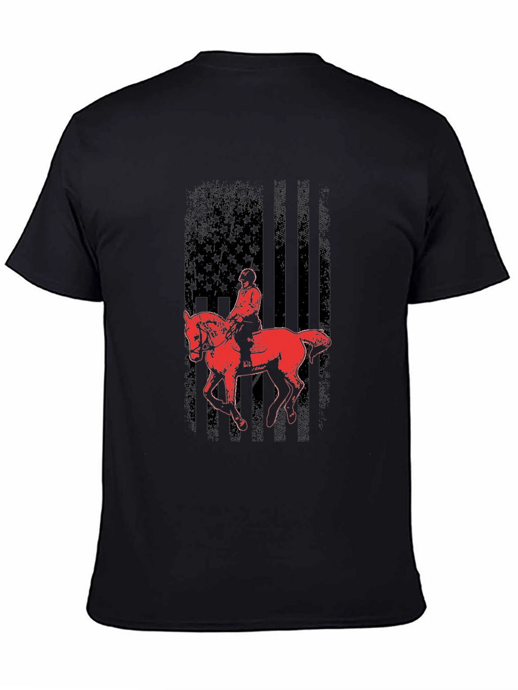 Equestrian American Flag Graphic Tee - Black