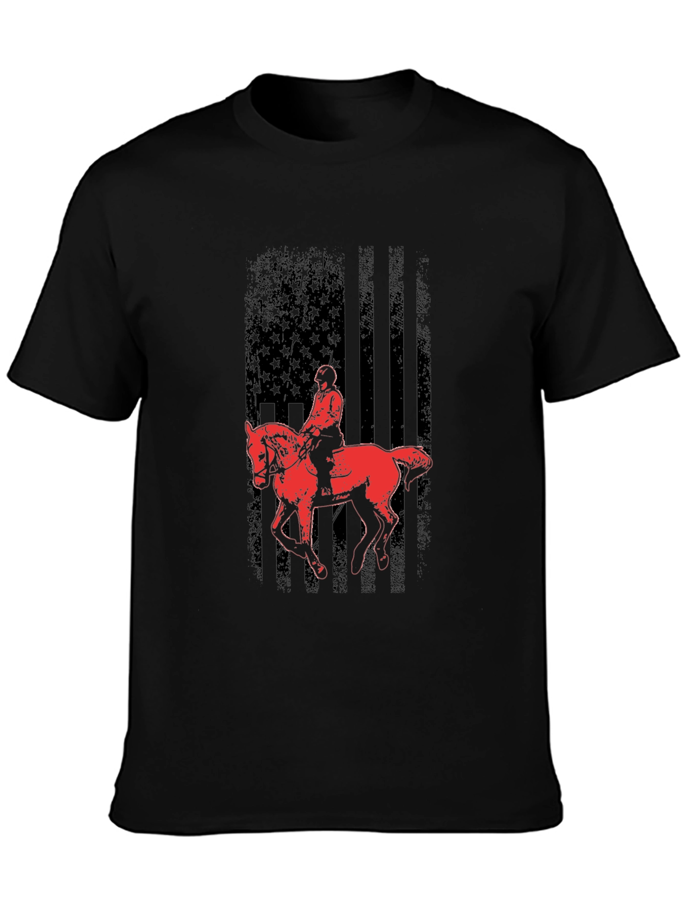 Equestrian American Flag Graphic Tee - Black