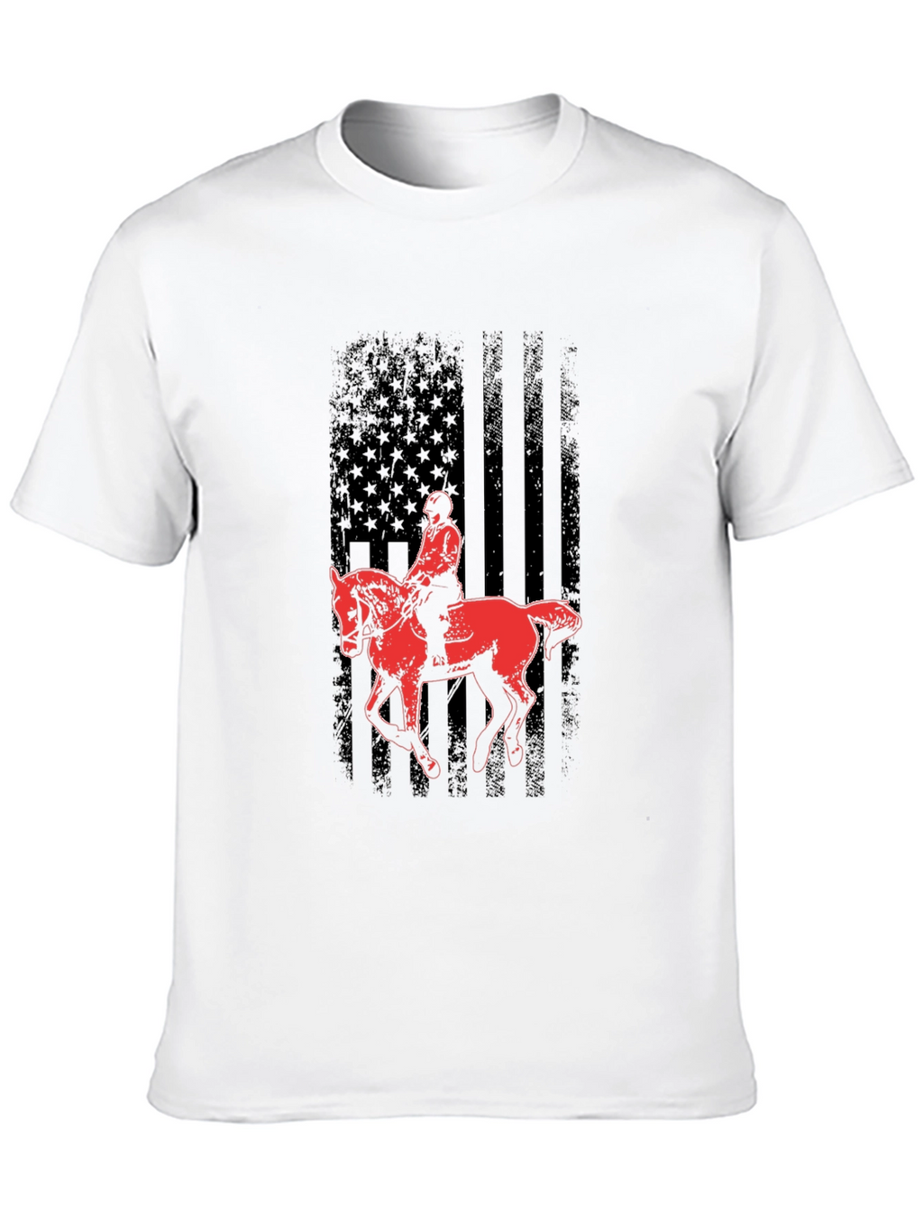 Equestrian American Flag Graphic Tee - Black