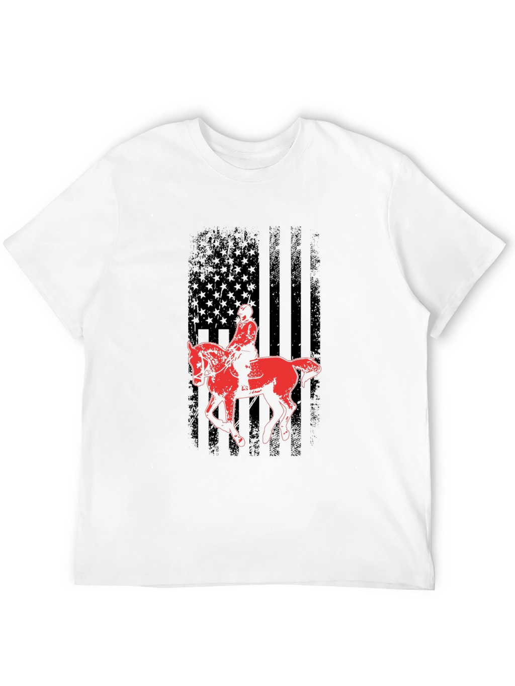 Equestrian American Flag Graphic Tee - Black