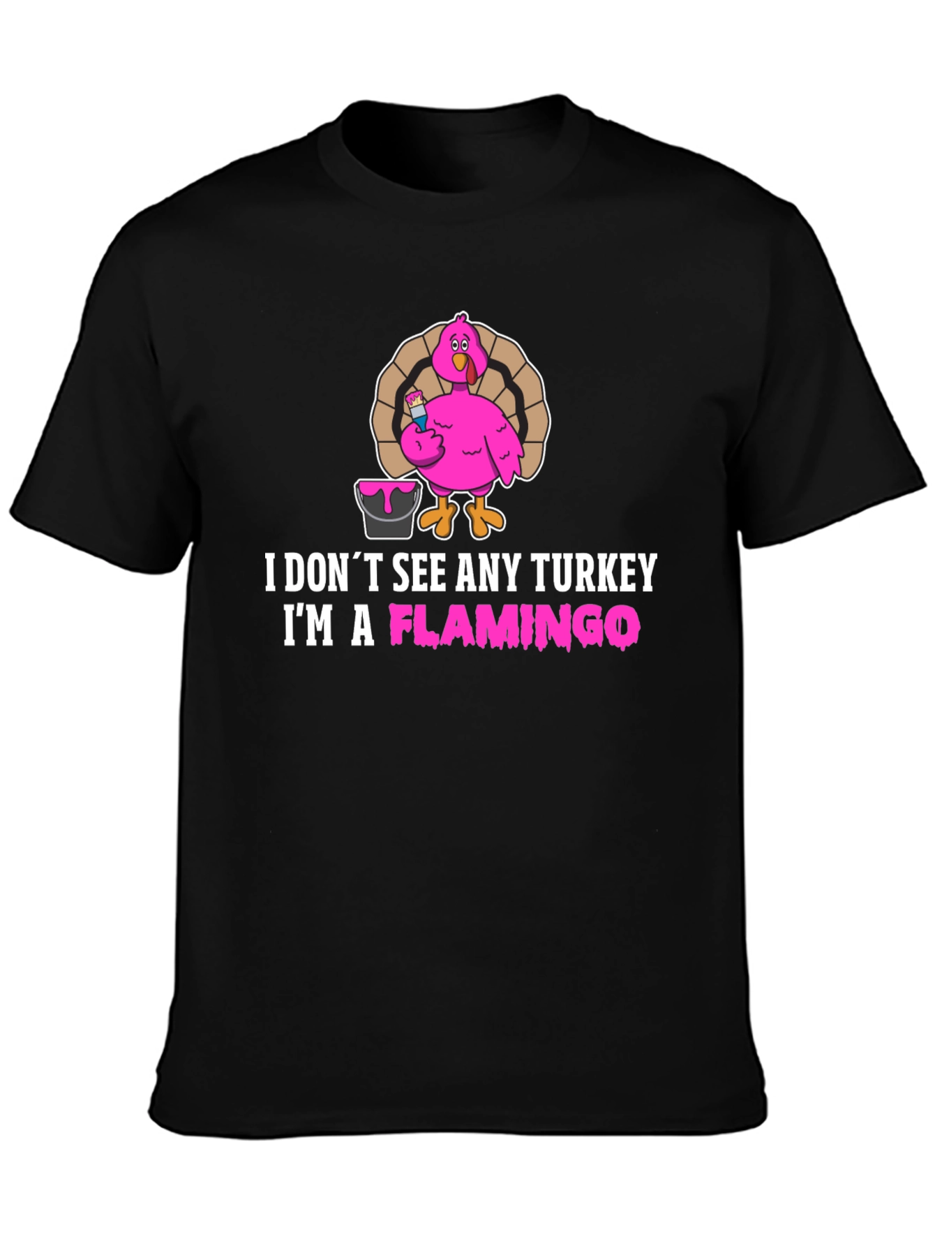 Funny Turkey Flamingo T-Shirt - Thanksgiving Novelty Tee