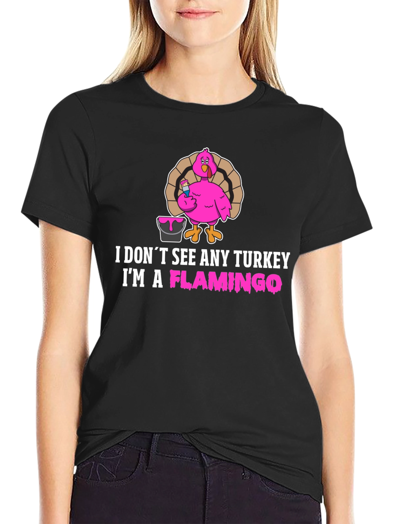 Funny Turkey Flamingo T-Shirt - Thanksgiving Novelty Tee