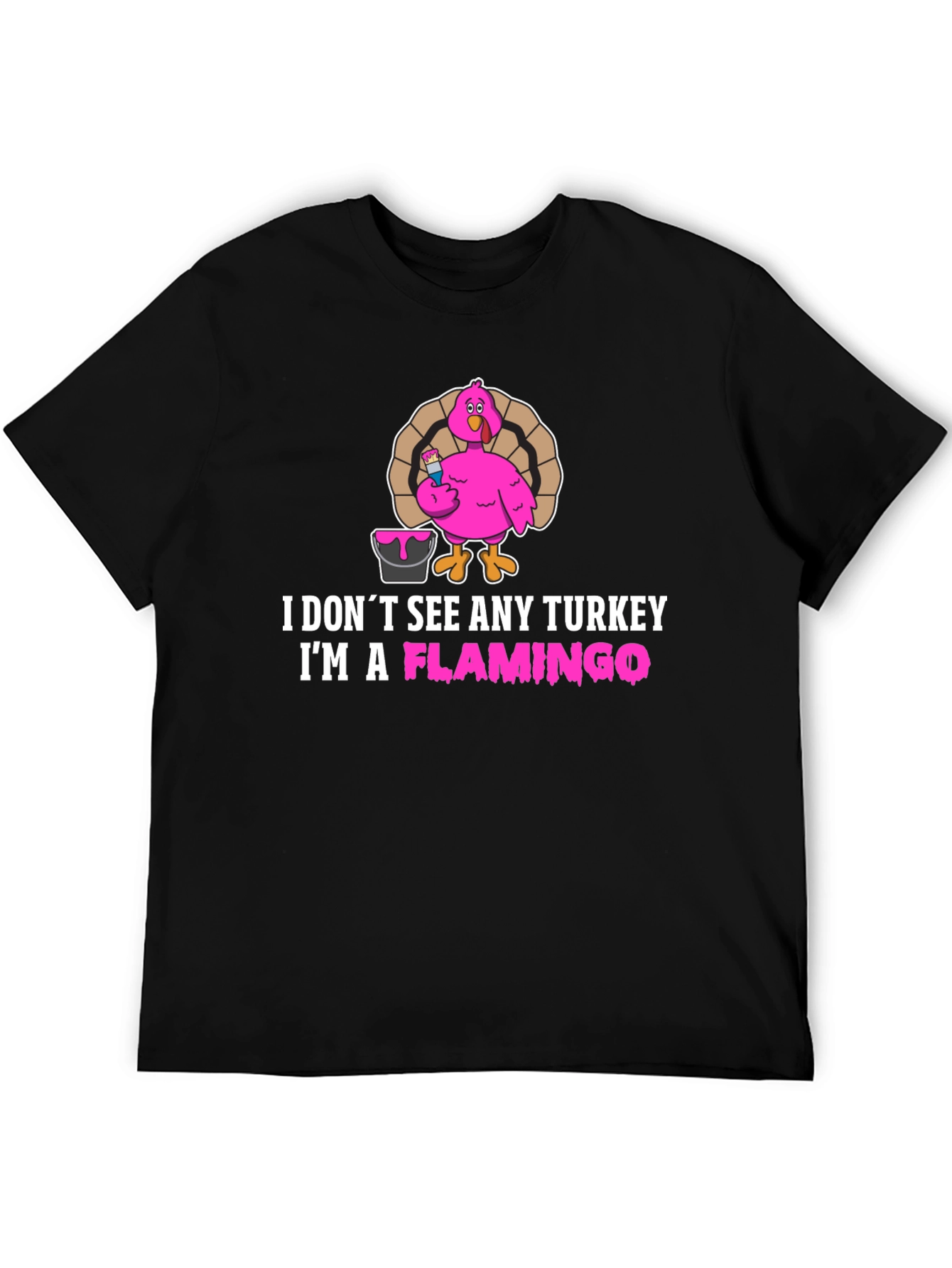 Funny Turkey Flamingo T-Shirt - Thanksgiving Novelty Tee