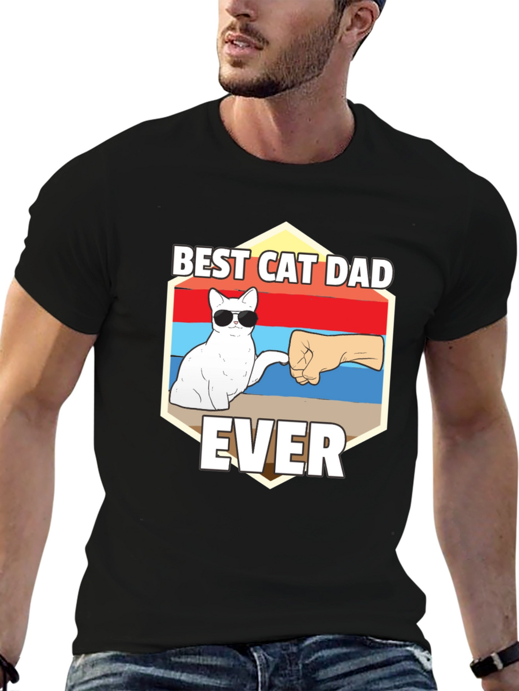 Best Cat Dad Ever Graphic T-Shirt