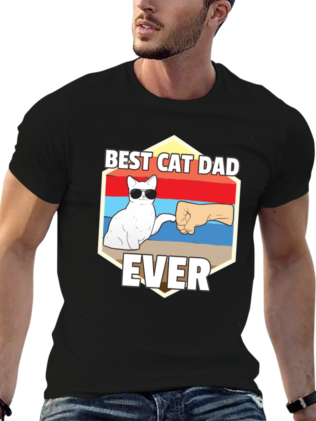Best Cat Dad Ever Graphic T-Shirt