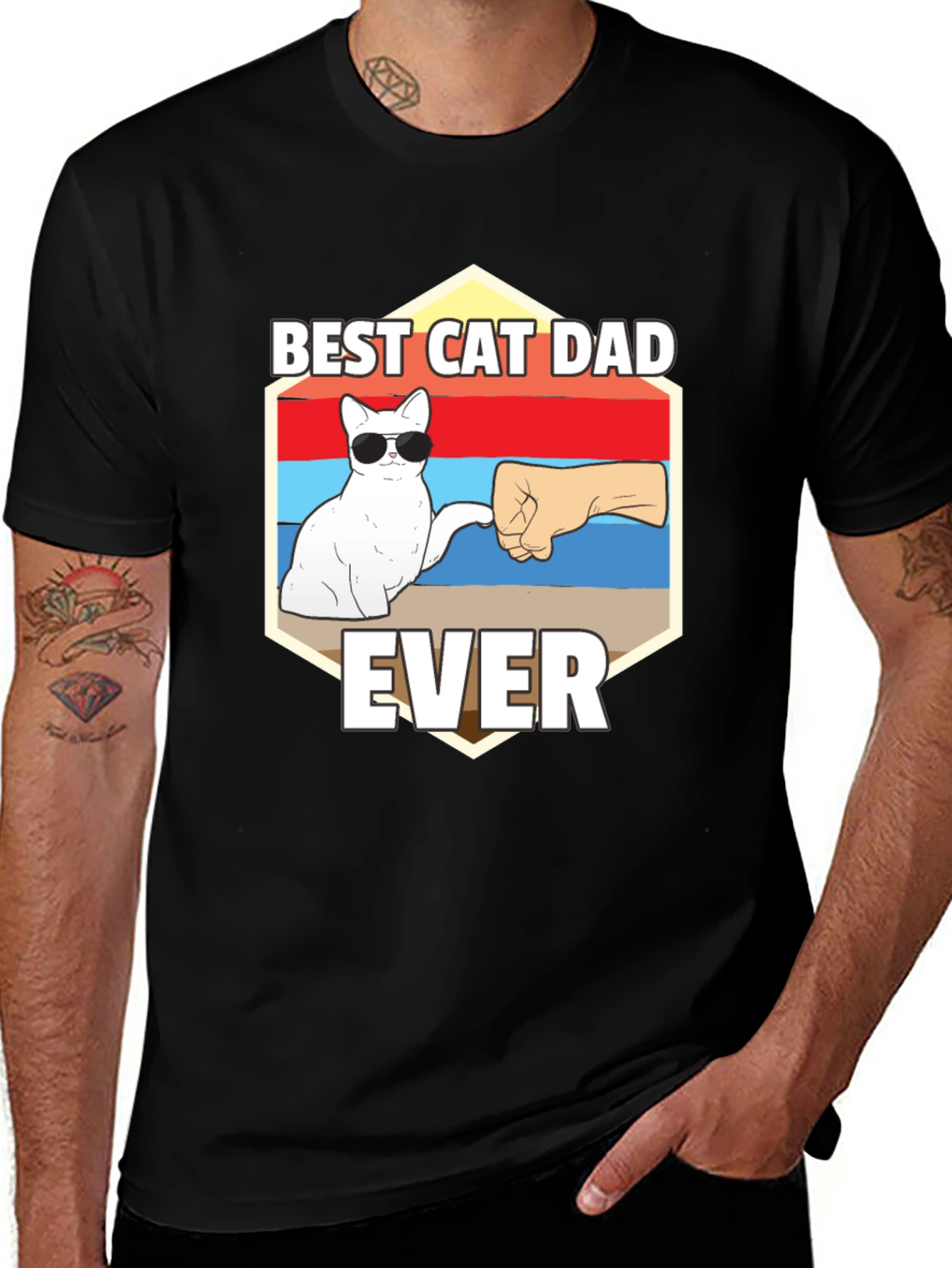 Best Cat Dad Ever Graphic T-Shirt