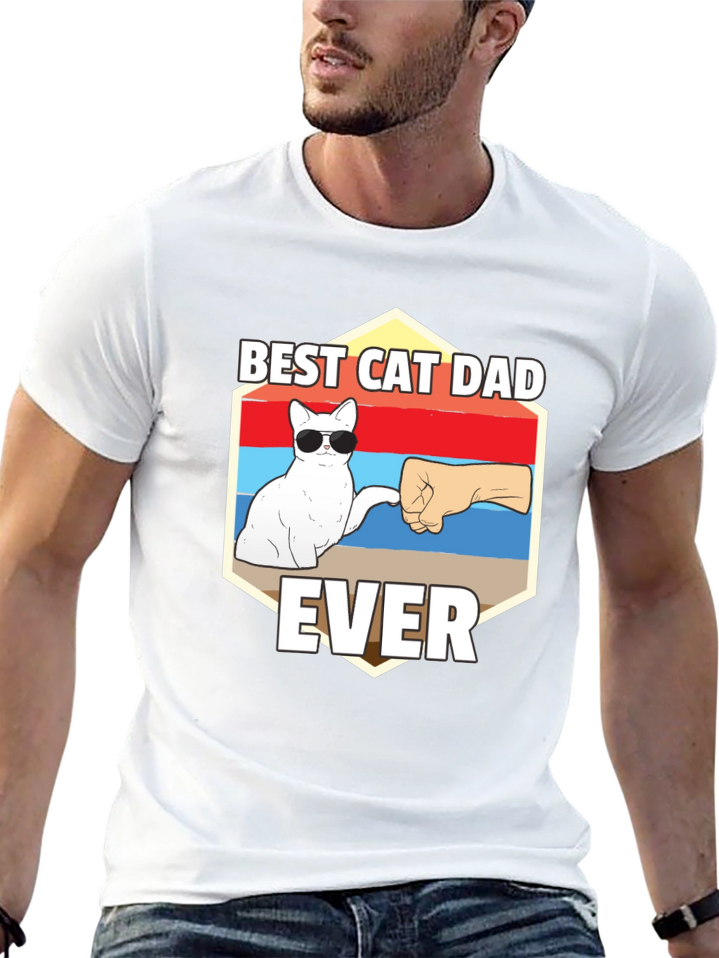 Best Cat Dad Ever Graphic T-Shirt
