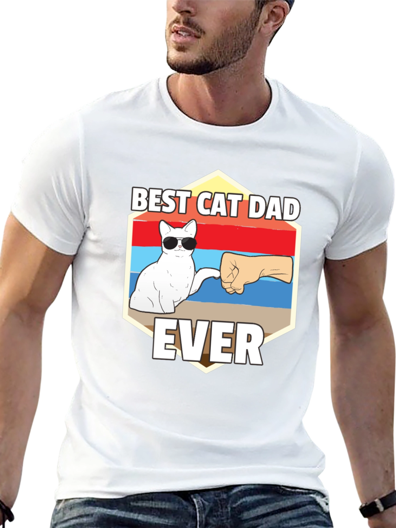 Best Cat Dad Ever Graphic T-Shirt