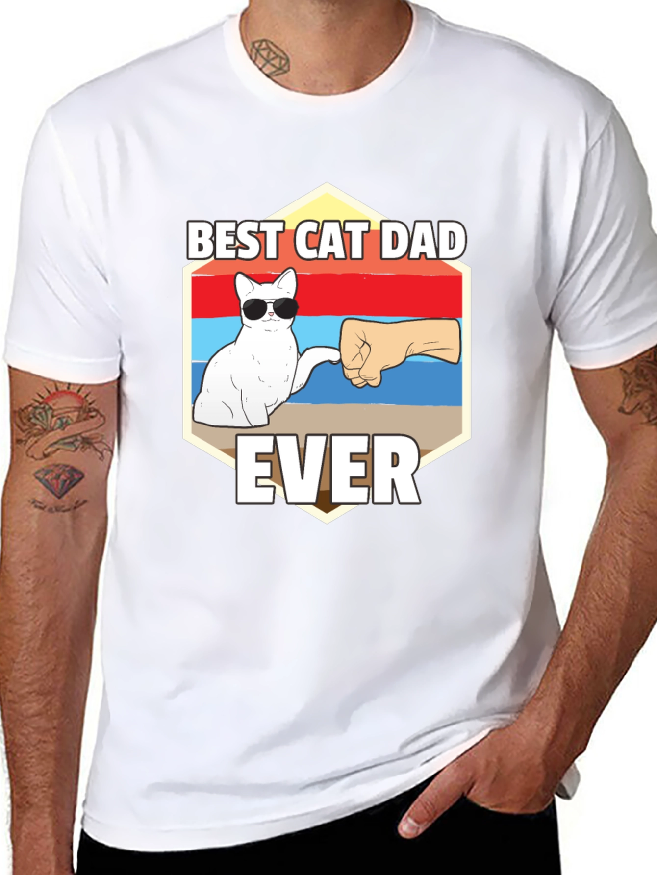 Best Cat Dad Ever Graphic T-Shirt