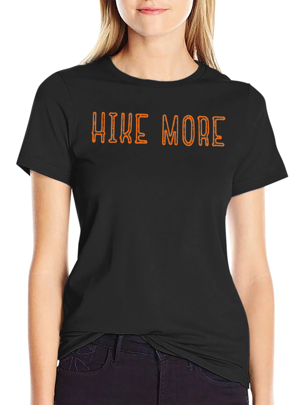 Hike More Black Cotton Graphic Tee