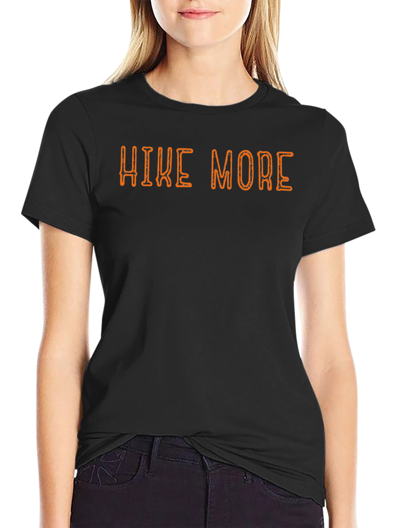 Hike More Black Cotton Graphic Tee